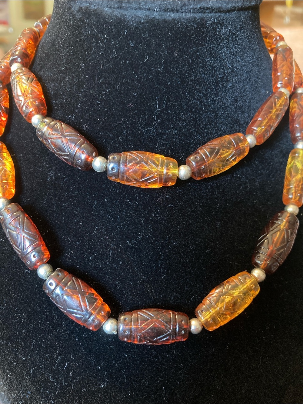 Artisan Amber & Rootbeer Colored Bead Necklace - Rich Golden Tones